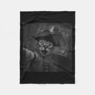Cat Selfie With Cthulhu Cosmic Horror Funny Meme M Fleece Blanket