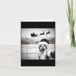 Cat Selfie With Santa For Men Women Kids Card