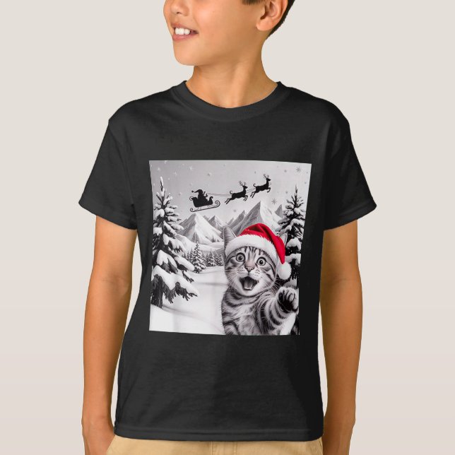 Cat Selfie With Santa  T-Shirt (Front)