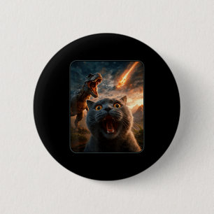 Cat Selfie With T-rex Dinosaur Funny Cat T Rex Shi 2 Inch Round Button