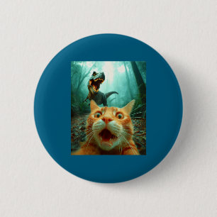 Cat Selfie With T-rex Dinosaur Trex Dino Men Women 2 Inch Round Button