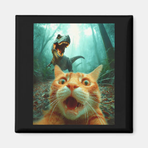 Cat Selfie With T-rex Dinosaur Trex Dino Men Women Magnet