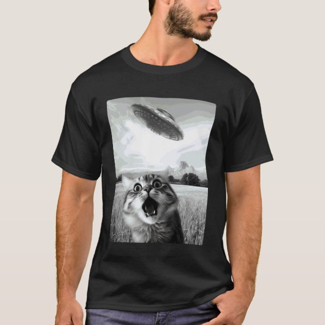 Cat Selfie With UFO T-Shirt (Front)