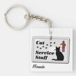 Cat Service Staff (customizable) Keychain