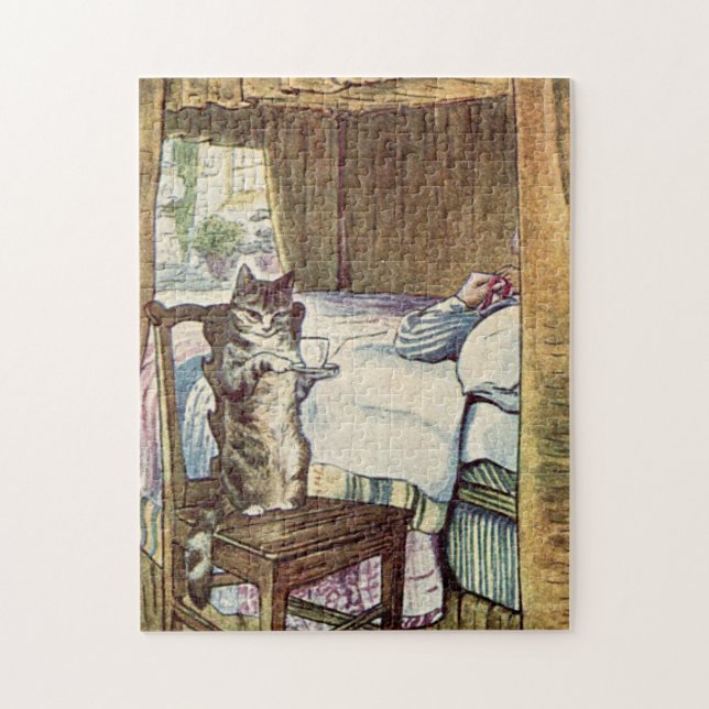 Cat Serving Tea - Beatrix Potter Large Jigsaw Puzzle (Vertical)