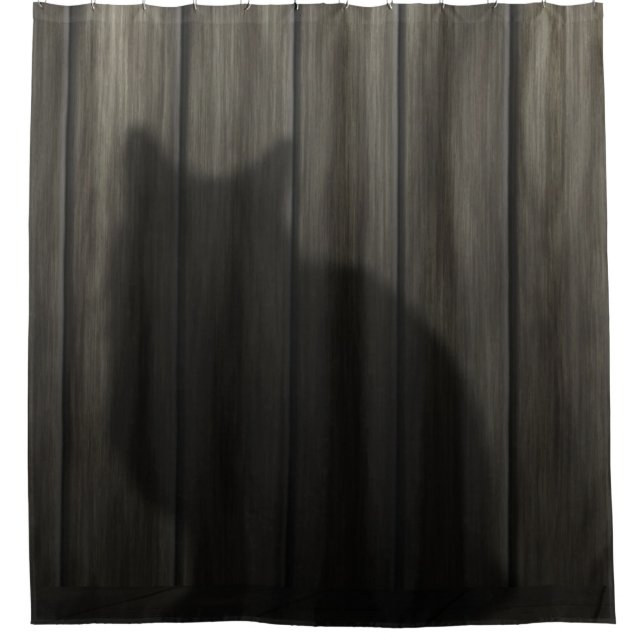 Cat Shadow On Wood Shower Curtain (Front)