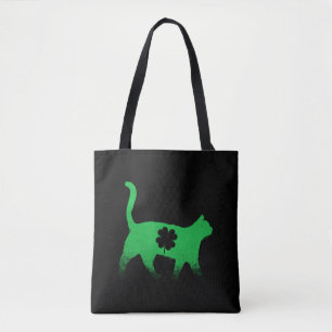 Cat Shamrock Saint Patricks Day Tote Bag