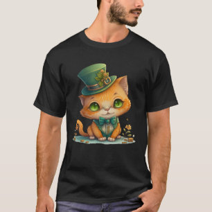 Cat Shamrock St Patrick s Day Leprechaun Hat Cute  T-Shirt