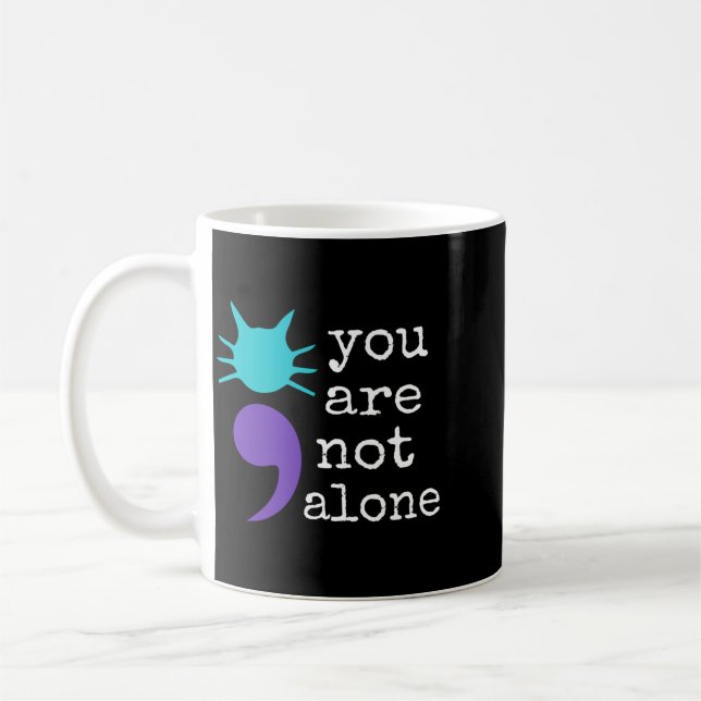 Cat Shape Semicolon Gift Prevention Awareness Coffee Mug (Left)