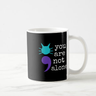 Cat Shape Semicolon Gift Suicide Prevention Awaren Coffee Mug