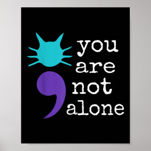 Cat Shape Semicolon Gift Suicide Prevention Awaren Poster