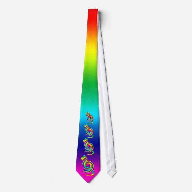 Cat Shaped Rainbow Twirl Tie (Front)