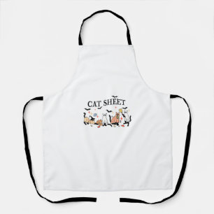 Cat Sheet Cute Black Cats in Ghost Halloween Men W Apron
