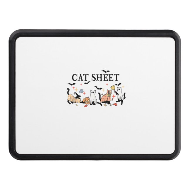 Cat Sheet Cute Black Cats in Ghost Halloween Men W Trailer Hitch Cover (Front)