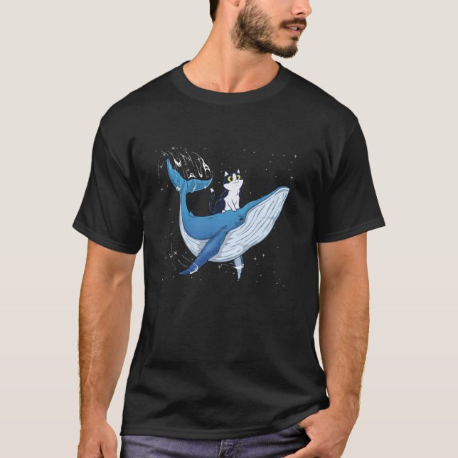 Cat Shirt Cat Whale Space Funny Kitten Humpback Wh (Front)