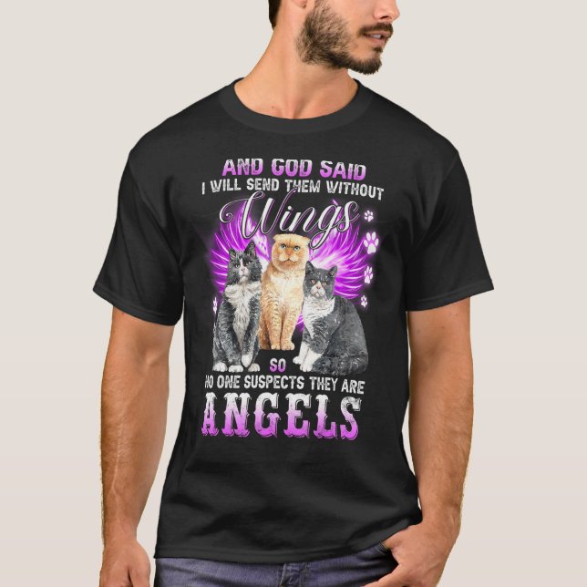 Cat Shirt God Said I Will Send Them Without Wings  (Front)