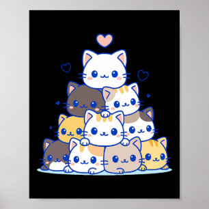 Cat Shirts Women Cute Cats Anime Kawaii Japanese G Poster