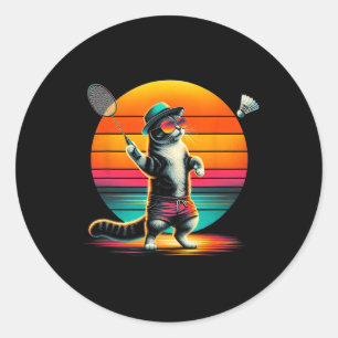 Cat Shuttle Badminton For Men Women  Classic Round Sticker