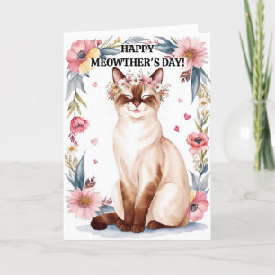 Cat Siamese Brown Cat for Mom on Mother's Day  Holiday Card
