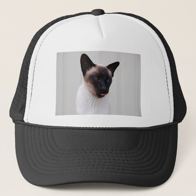 Cat Siamese Portrait Trucker Hat (Front)