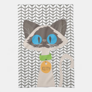 Cat Siamese Tonkinese Personalized Kitty Kitchen Towel