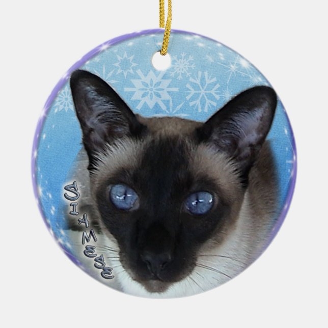 CAT SIAMOIS - Ornement SAISISSANT de Noël de YEUX (Devant)