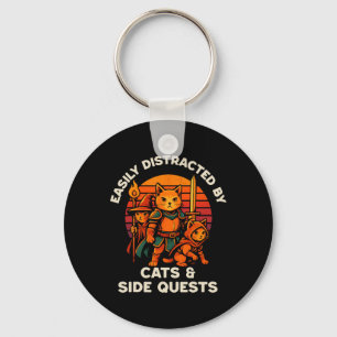 Cat Side Quest Funny Cats Tabletop Gamer Nerd Men  Keychain