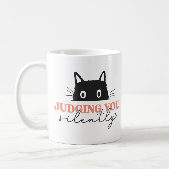 Cat Silently Judging You Coffee Mug (Left)