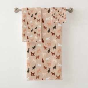 Cat silhouette bath towel set