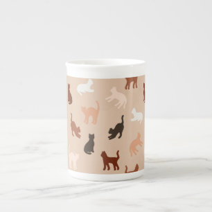 Cat silhouette bone china mug
