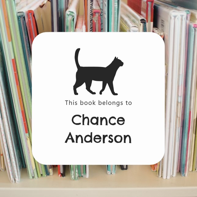 Cat silhouette bookplate sticker (Creator Uploaded)