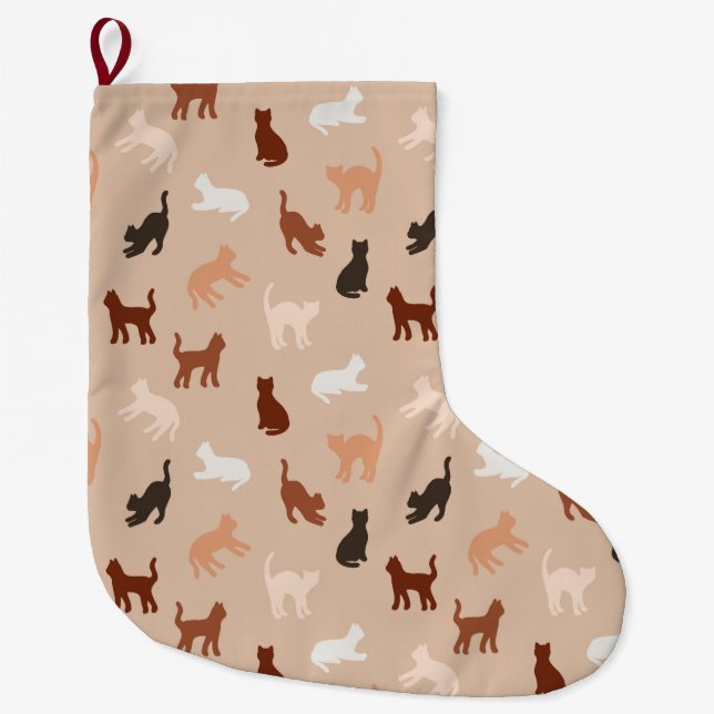 Cat silhouette large christmas stocking (Front)