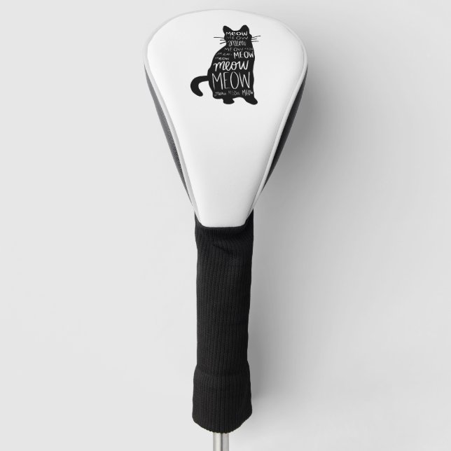 Cat Silhouette Meow Golf Head Cover (Front)