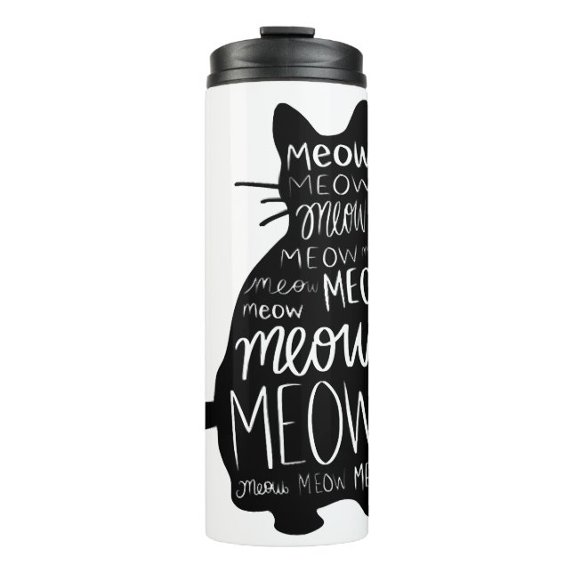 Cat Silhouette Meow Thermal Tumbler (Front)