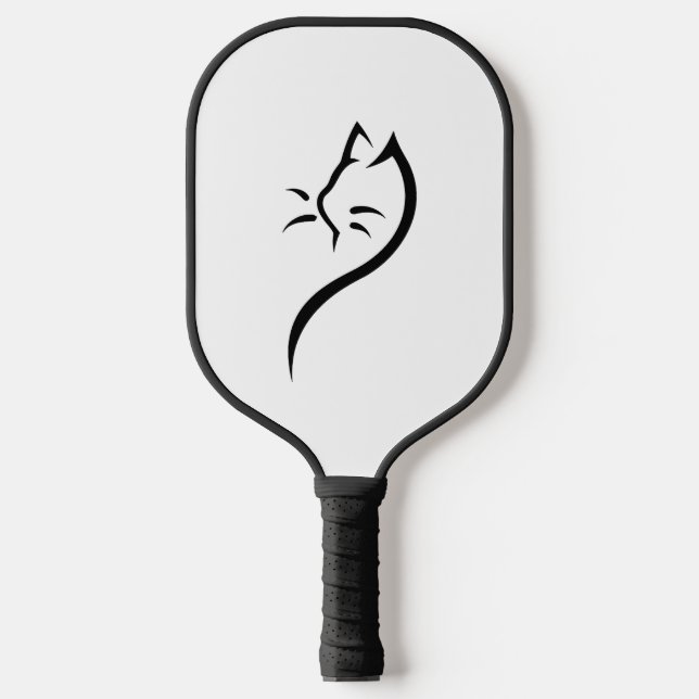 Cat Silhouette Outline Pickleball Paddle (Front)
