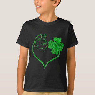 Cat Silhouette Shamrock St Patricks Day Kitten Lov T-Shirt