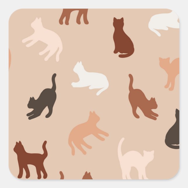 Cat silhouette square sticker (Front)