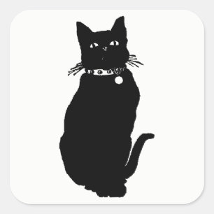 Cat Silhouette Square Sticker