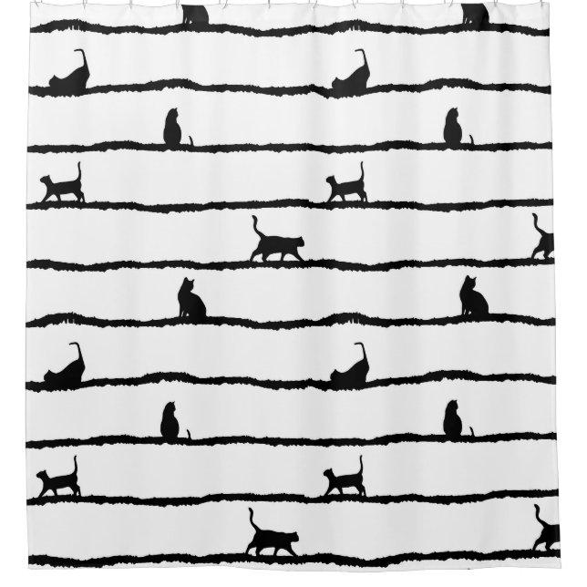 Cat Silhouette Stripes Abstract Hand Drawn Pattern (Front)