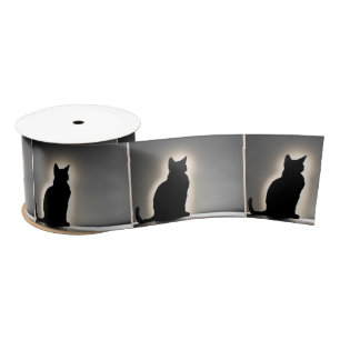 Cat Silhouette With Glow Satin Ribbon