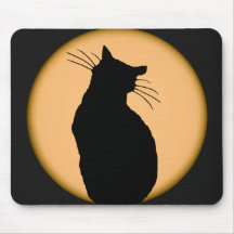 Cat Silhouetted Against the Moon Mousepad