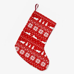 Cat Silhouettes Christmas Sweater Style Pattern Small Christmas Stocking