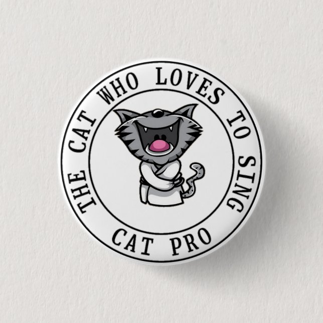 Cat singer   1 inch round button (Front)