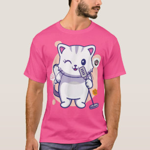 Cat Singing Kawaii Anime Japanese Cat Girls Boys M T-Shirt