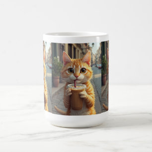 Cat Sipping Coffee On A Street Mug
