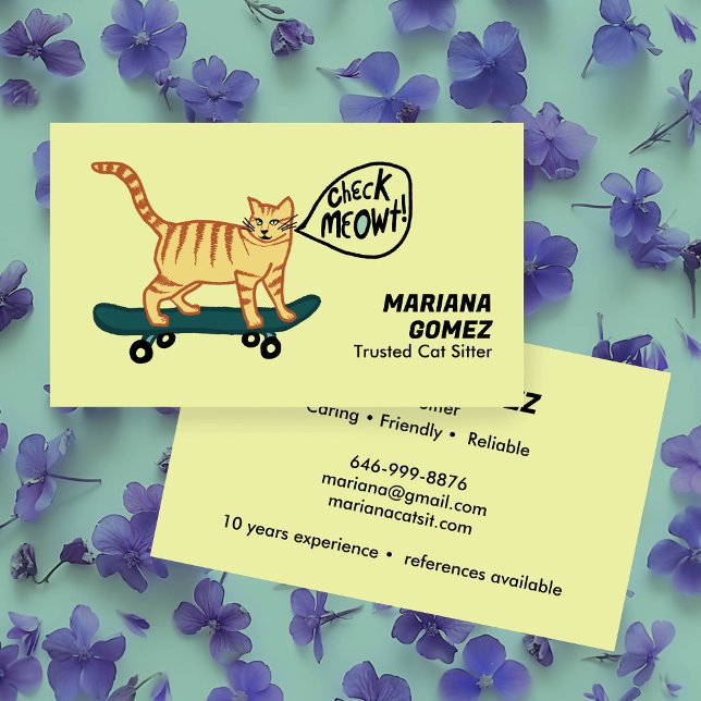 Cat Sitter Cute Check Meowt Kittens Cats Vets  Business Card (Cat Sitter Cute Check Meowt Kittens Cats Vets Business Card
)