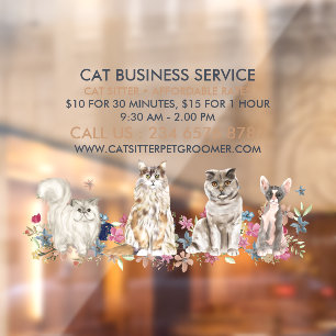 Cat Sitter Service Pet Groomer Cute Veterinary Window Cling