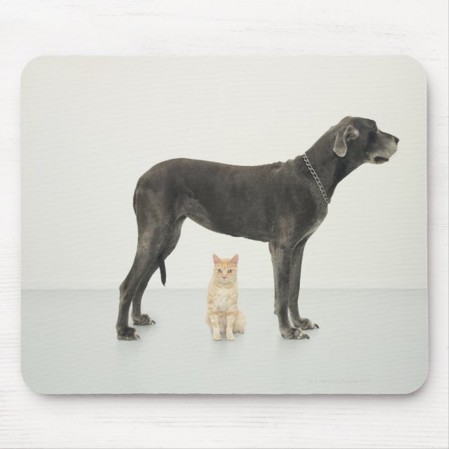 Cat sitting beneath Great Dane Mouse Pad (Front)