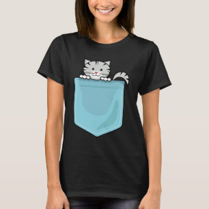 cat sitting inside a pocket  Tabbies Stripes Patte T-Shirt