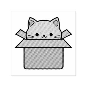 Cat sitting inside cardboard box self-inking stamp